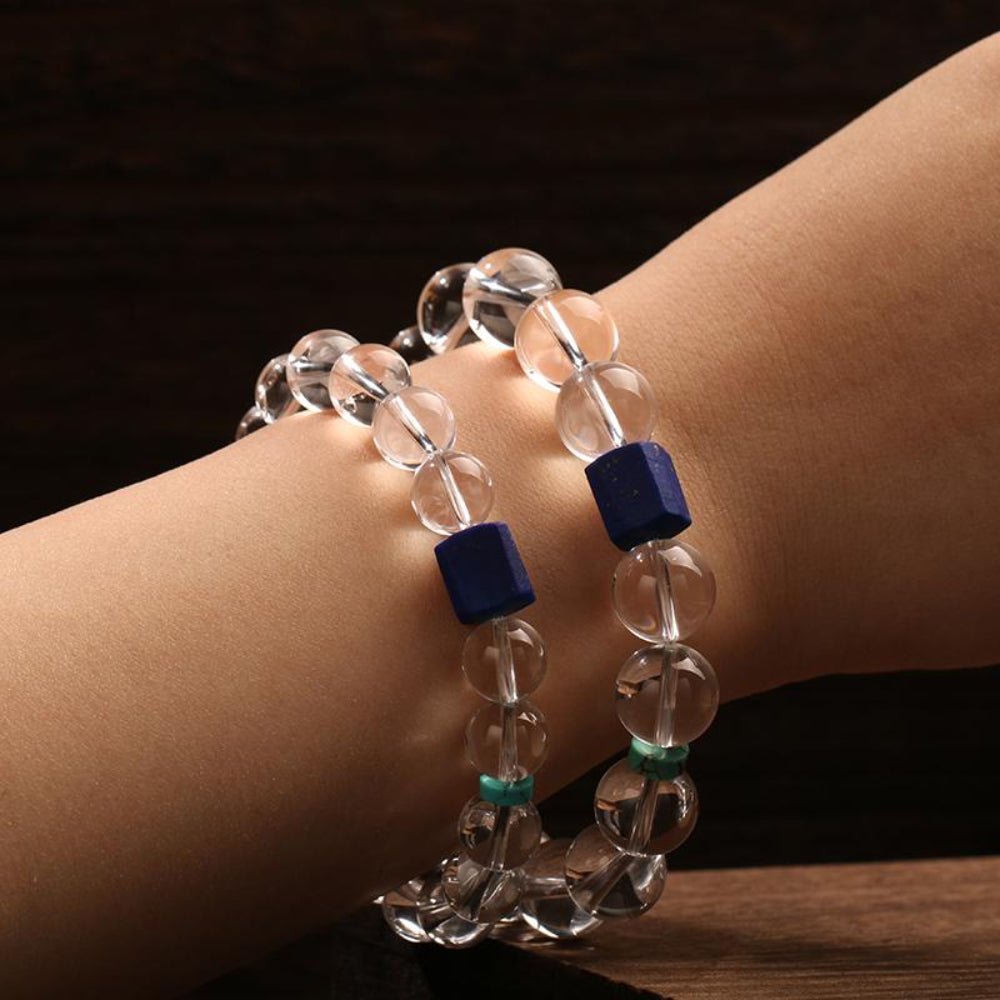 Serene Clarity Clear Quartz & Lapis Lazuli Bracelet – Inner Peace & Balance