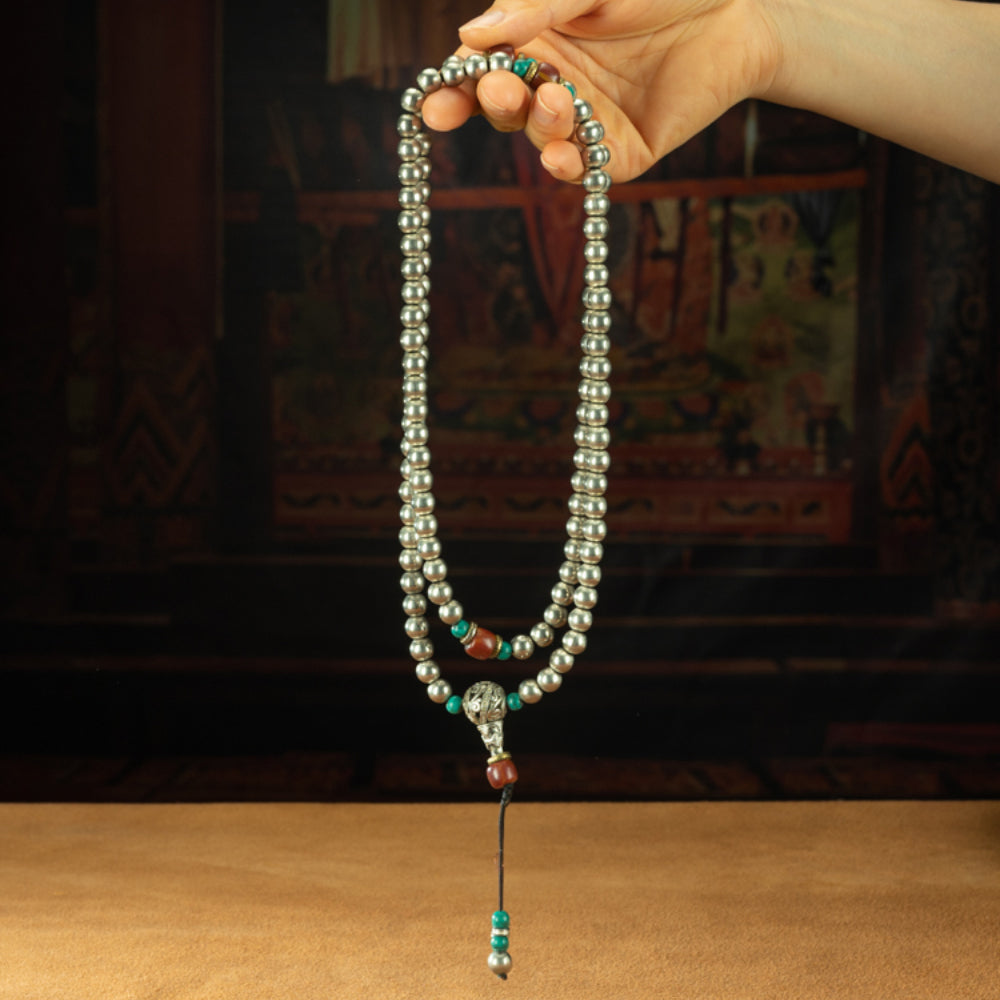 Sacred 108 Beads Tibetan Prayer Necklace for Spiritual Awakening and Protection
