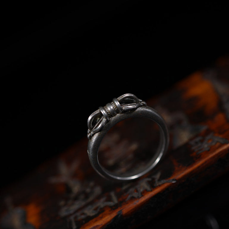Tibetan Thokcha Vajra Iron Cast Statement Ring