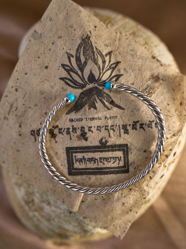 Turquoise Sterling Silver Twisted Open Bracelet