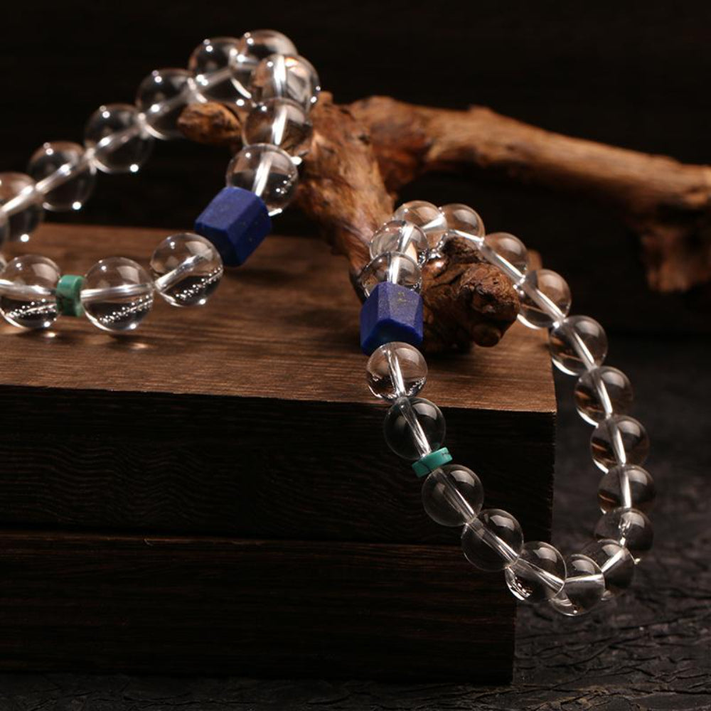 Serene Clarity Clear Quartz & Lapis Lazuli Bracelet – Inner Peace & Balance