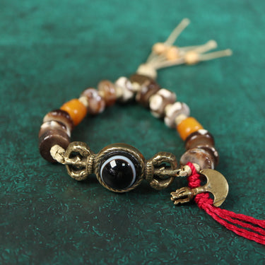 【Unique Item】Natural Eye Bead Broken Bead Cow Bone Bead Bracelet