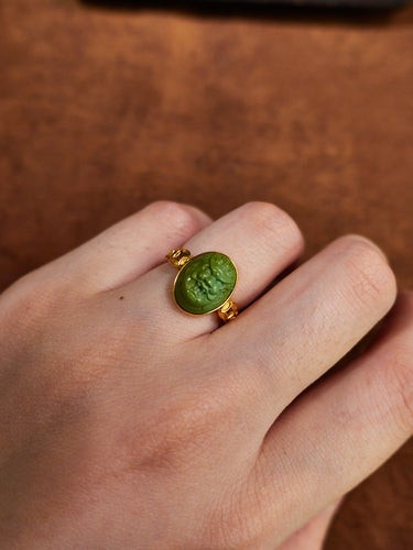 Divine Guardian Turquoise Mahakala 18K Gold Ring