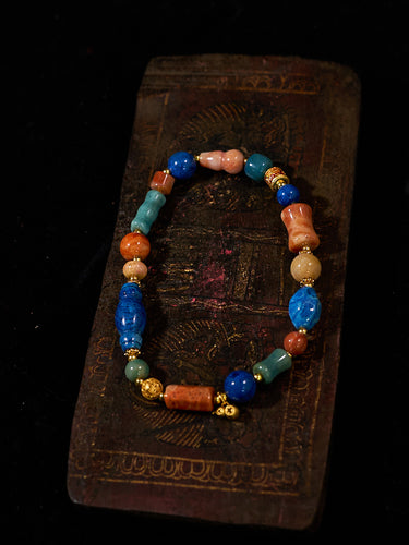 Agatized Coral Gourd Charm Energy Bracelet