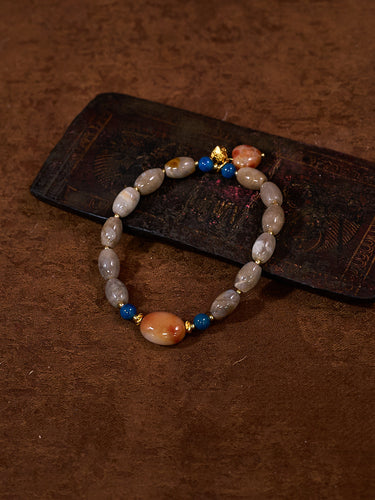 Agatized Coral Silver Healing Heart Bracelet