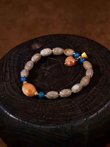 Agatized Coral Silver Healing Heart Bracelet