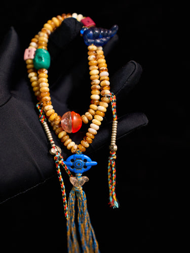 Himalayan Charm Celluloid Thokcha Amulet Necklace