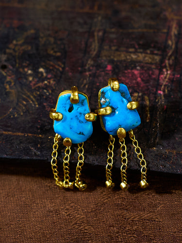 Golden Chains of the Himalayas Tibetan Style Turquoise Earrings