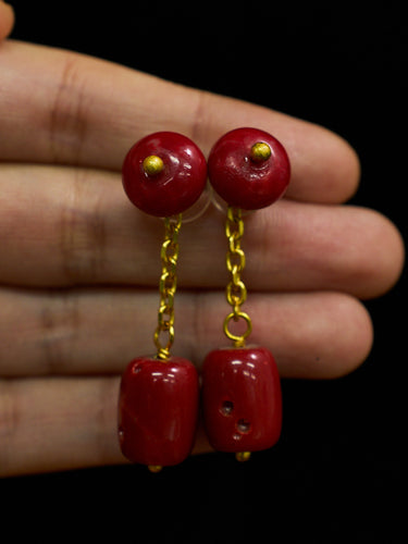 Timeless Elegance Coral Stone Earrings