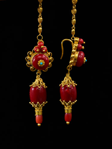 Mystic Balance Coral Stone & Gold-Plated Copper Earrings