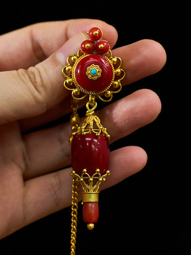 Mystic Balance Coral Stone & Gold-Plated Copper Earrings