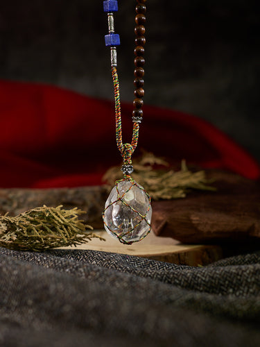 Kailash Energy Essence of Soul Recovery Clear Quartz Pendant with Lapis Lazuli and Sterling Silver