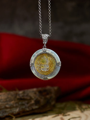Shell Yellow Jambhala of Wealth Pendant