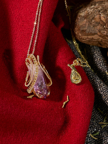 Kailash Energy Amour Amethyst Pendant in Handcrafted Copper