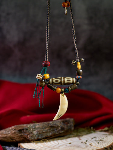 Illuminated Wisdom Phoenix-Eye Four-Eyed Agate Dzi Pendant