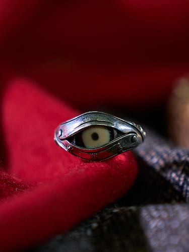 Eye of Protection Dzi Agate & 925 Silver Ring