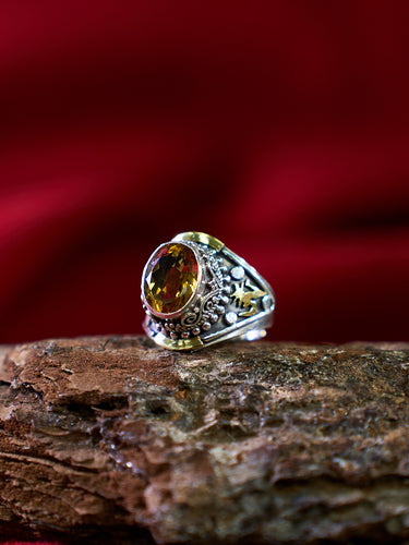 Citrine Silver Ring Wealth Attracting Spiritual Healing Jewelry