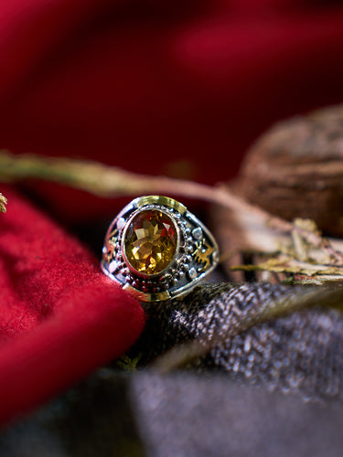 Citrine Silver Ring Wealth Attracting Spiritual Healing Jewelry
