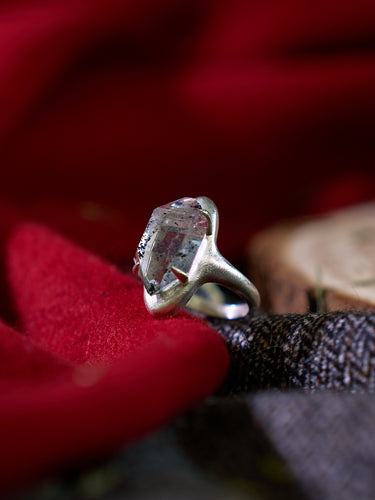 Healing Through Balance Shining Diamond Crystal Silver Rings