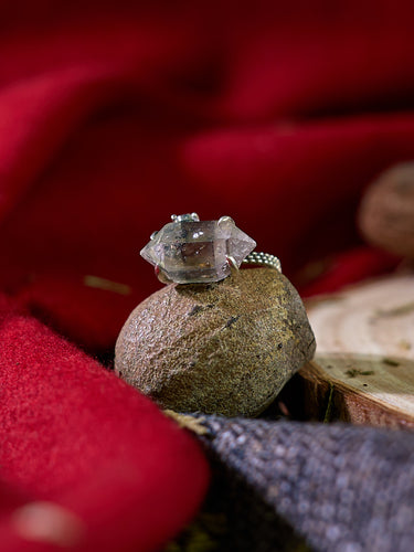 Healing Through Balance Shining Diamond Crystal Silver Rings