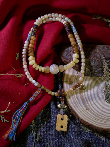Abundance Yak Bone 108 Mala Beads Necklace