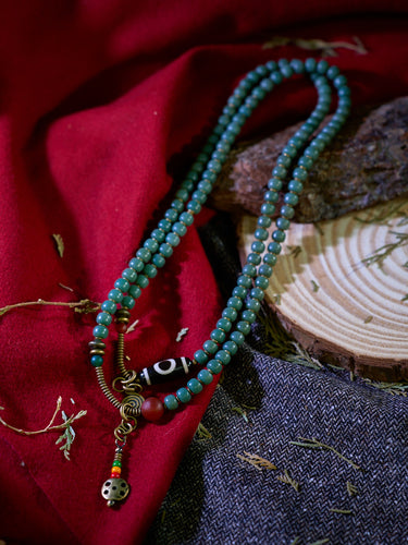 Serene Balance Dzi Bead & Bodhi Seed Necklace