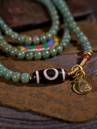 Serene Balance Dzi Bead & Bodhi Seed Necklace