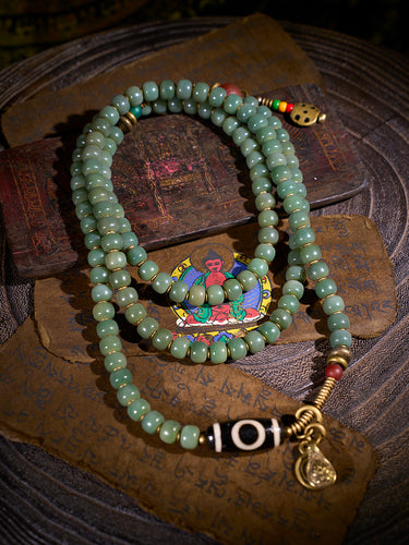 Serene Balance Dzi Bead & Bodhi Seed Necklace