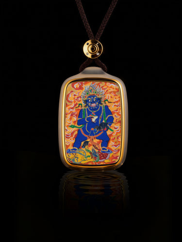Fierce Fortune Black Jambhala Thangka Buddha Pendant