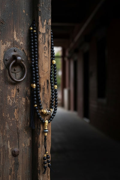 Serene Dual Vision Two-Eyed Dzi & Agarwood 18K Gold Necklace