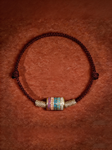 Handwoven Six Syllable Mantra Silver Enamel Bracelet for Love Luck and Eternal Protection