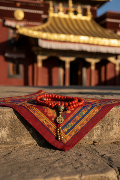 Health Energy Red Carnelian Agate and Obsidian Mala Necklace