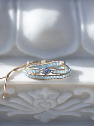 Aquamarine Guanyin Braided Bracelet