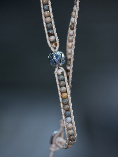 Picture Jasper Hundred Syllables Mantra Braided Bracelet