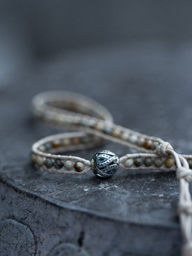 Picture Jasper Hundred Syllables Mantra Braided Bracelet