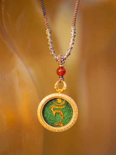 Green Tara Seed Syllable Cloisonné Enamel Pendant