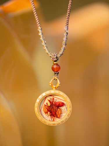 Yellow Jambhala Seed Syllable Cloisonné Enamel Pendant