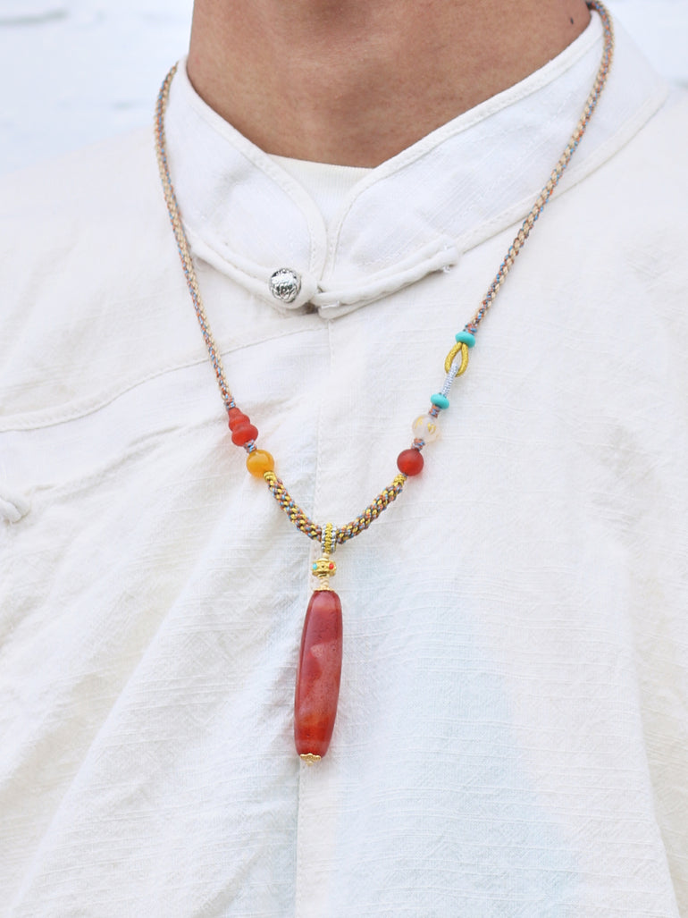 Spiritual Energy Five Eyes Dzi Beads Necklace