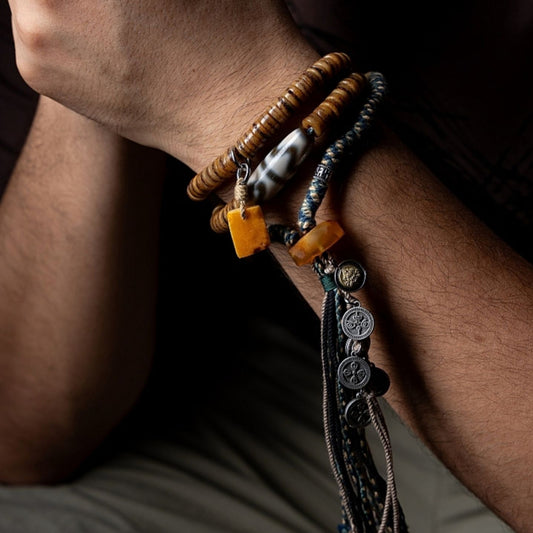 Sacred Guardian Bracelet Yak Bone Amber and Antler