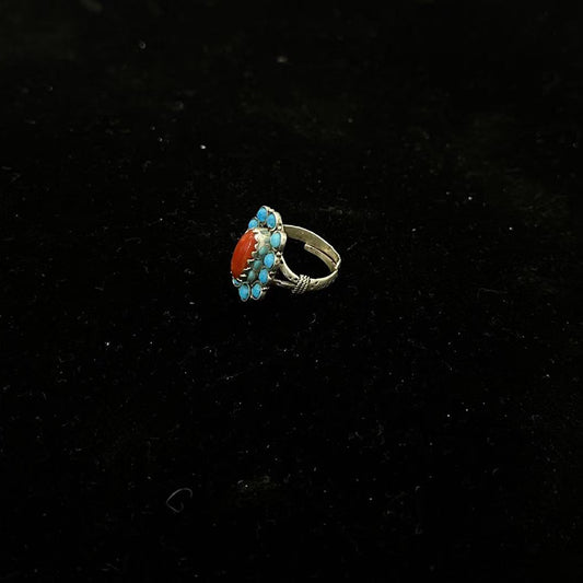 Radiant Courage Turquoise Coral Silver Ring