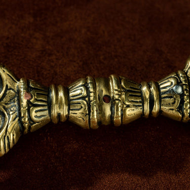 Qing Dynasty Trisula of Wrathful Vajra Yellow Copper Alloy Tibetan Ritual Item Antique Pure Tibetan