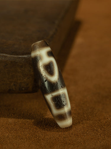Tibetan Pure Heaven-Earth Bodhi Four-Eye Old Dzi Bead Pendant