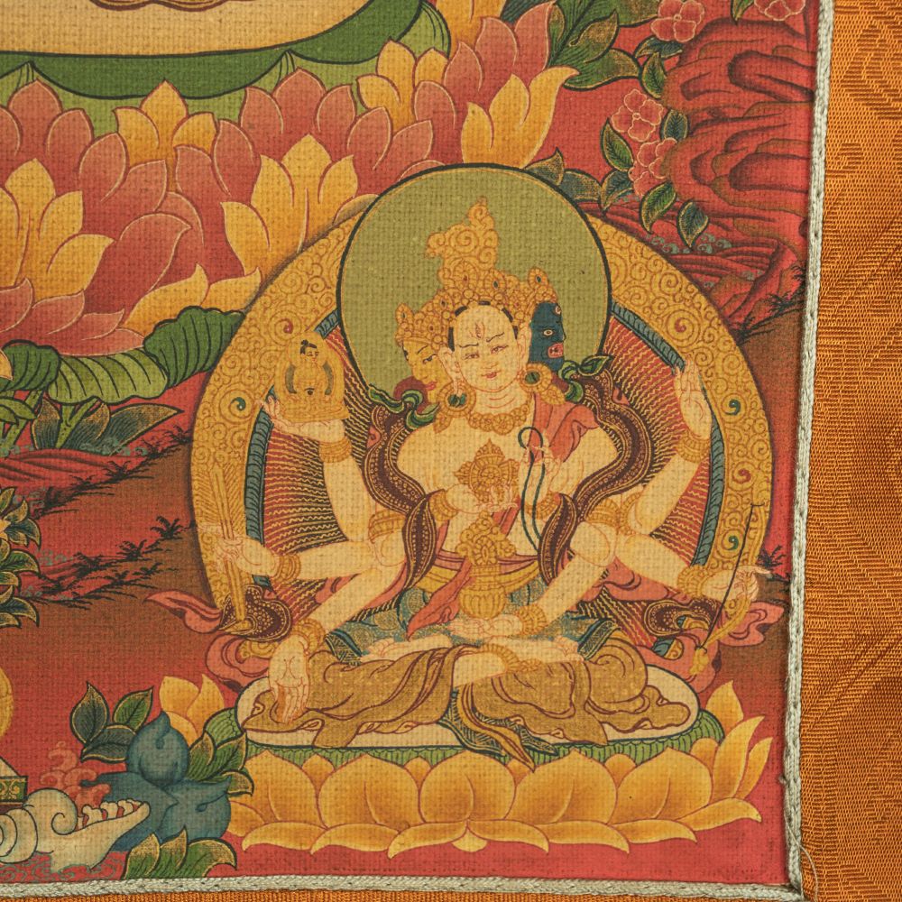 18th Century White Tara old thangka hand-painted Miantang School of Painting