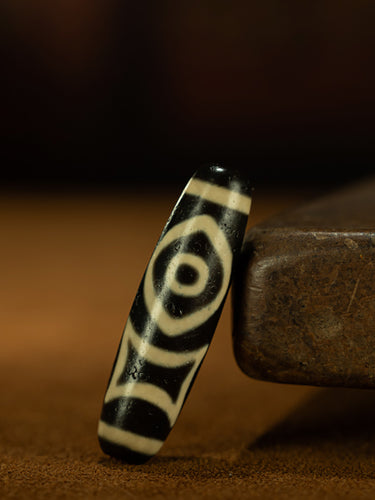 Tibetan Calcified Dual Heaven-Eye Dzi Bead Pendant