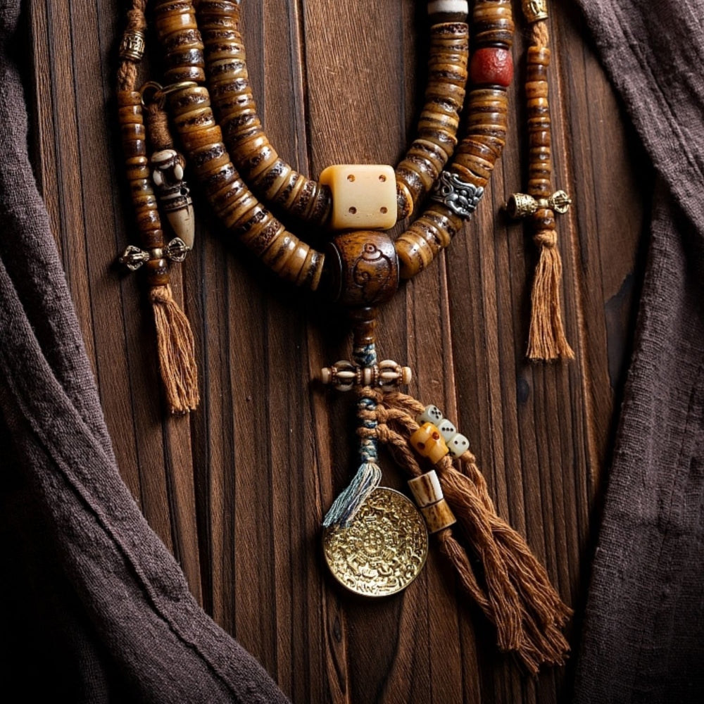 Guardian Spirit Bracelet Yak Bone Agate and Brass