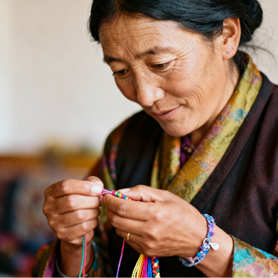Tibetan Love Bracelet - Handwoven Cotton Wristband with Vibrant Energy