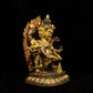 Qing Dynasty Tibetan Antique Statue Three-Faced Six-Armed Mahakala Gilded Dza Monastery