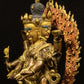 Qing Dynasty Tibetan Antique Statue Three-Faced Six-Armed Mahakala Gilded Dza Monastery