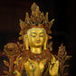 Qing Dynasty Tibetan Antique Green Tara Statue Gilded Clay from Potala Palace