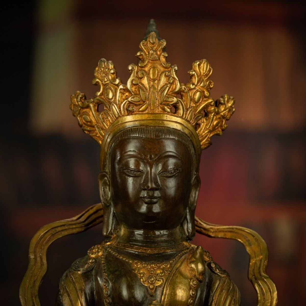 Qing Dynasty Tibetan Antique Statue Large Abundance Tara Tibetan Gilt Labrang Monastery